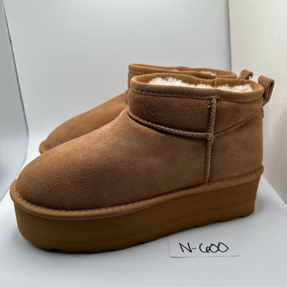 CUSHIONAIRE Women's Genuine Suede Cozy Mule Platform +Memory Foam 9 CHESTNUT - Picture 3 of 7